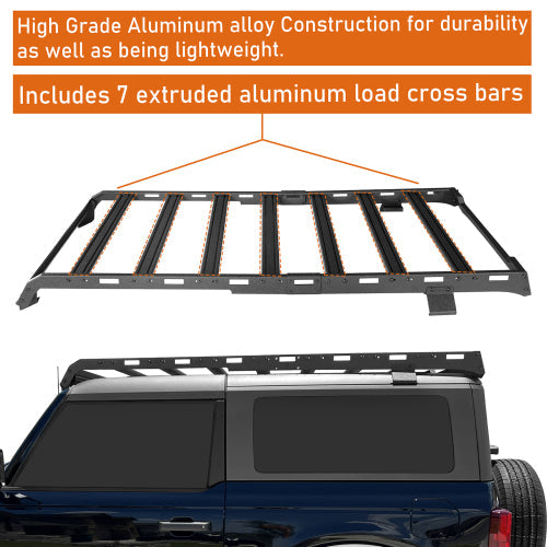 Overland Aluminum Roof Rack  (21-24 Ford Bronco  2-Door Hardtop) - LandShaker