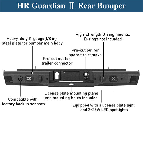 Rear Bumper For 2011-2019 Chevy Silverado 2500HD/3500HD & GMC Sierra 2500HD/3500HD - Landshaker4x4