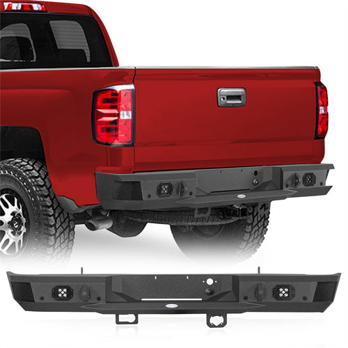 Off-Road Rear Bumper w/ LED spotlights For 2007-2018 Chevy Silverado 1500