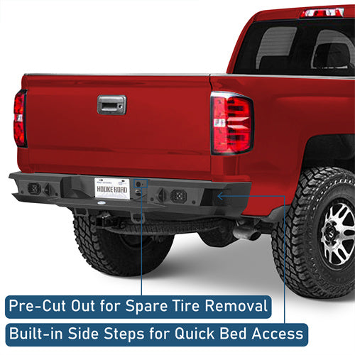 Off-Road Rear Bumper w/ LED spotlights For 2007-2018 Chevy Silverado 1500