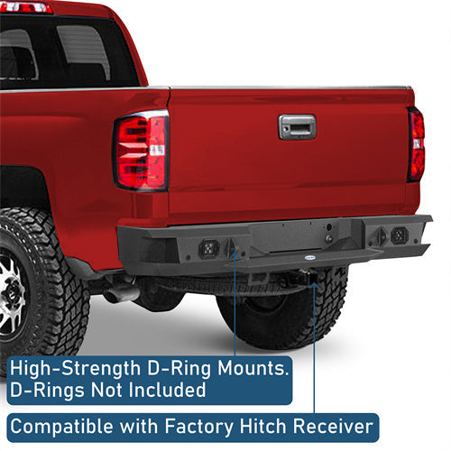 Off-Road Rear Bumper w/ LED spotlights For 2007-2018 Chevy Silverado 1500