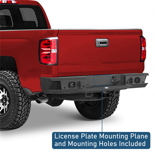 Off-Road Rear Bumper w/ LED spotlights For 2007-2018 Chevy Silverado 1500
