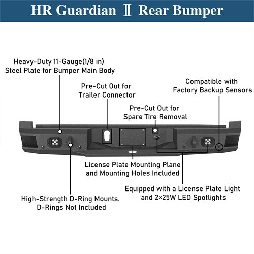 Aftermarket Rear Bumper For 2021-2025 Ford F-150(Excluding Raptor & Tremor)