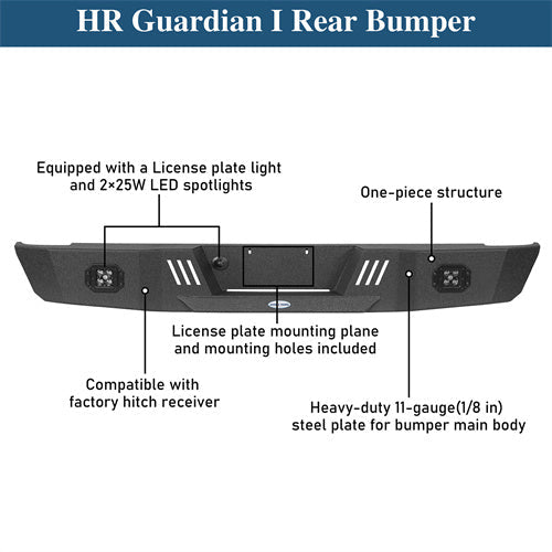 Off-Road Rear Bumper w/ LED Spotlights For 1993-2011 Ford Ranger Fleetside - Landshaker4x4