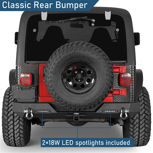 Car Bumper Rear Bumper w/ LED Lights For 1997-2006 Jeep Wrangler TJ - LandShaker4x4