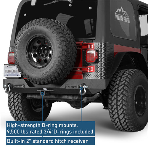 Car Bumper Rear Bumper w/ LED Lights For 1997-2006 Jeep Wrangler TJ - LandShaker4x4