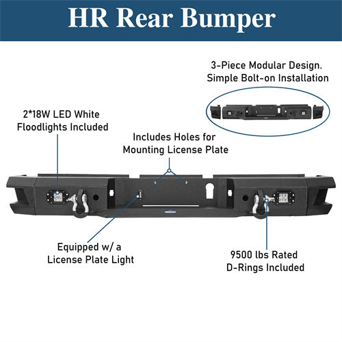 Rear Bumper w/LED Floodlights(10-18 Ram 2500 3500 )-LandShaker