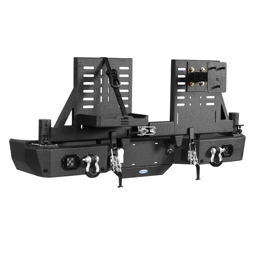 Rear Bumper w/ Dual Swing Arms & Tire Carrier & 5.3-Gallon Jerry Can Holder (20-25 Jeep Gladiator JT with OEM Rear Bumper Frame Mounts) - LandShaker