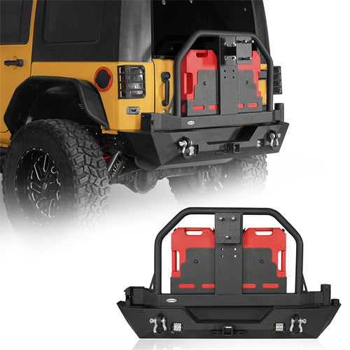 Rear Bumper w/Oil Drum Rack Bar & Spare Tire Frame(07-18 Jeep Wrangler JK)-LandShaker