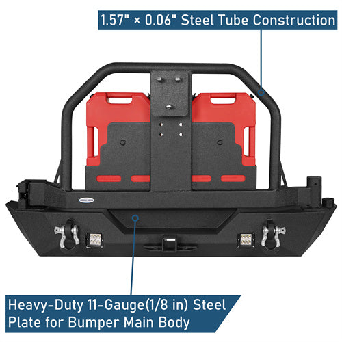 Rear Bumper w/Oil Drum Rack Bar & Spare Tire Frame(07-18 Jeep Wrangler JK)-LandShaker