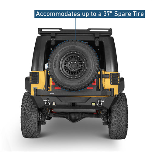 Rear Bumper w/Oil Drum Rack Bar & Spare Tire Frame(07-18 Jeep Wrangler JK)-LandShaker