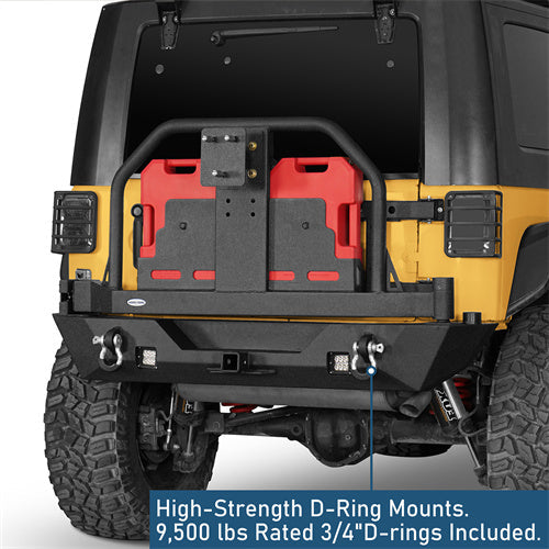 Rear Bumper w/Oil Drum Rack Bar & Spare Tire Frame(07-18 Jeep Wrangler JK)-LandShaker
