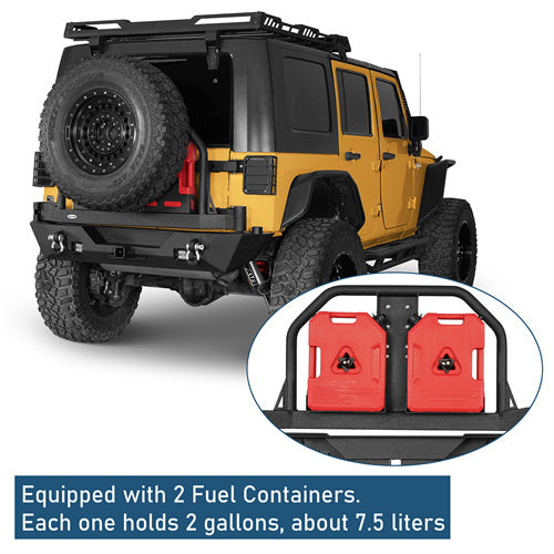 Rear Bumper w/Oil Drum Rack Bar & Spare Tire Frame(07-18 Jeep Wrangler JK)-LandShaker