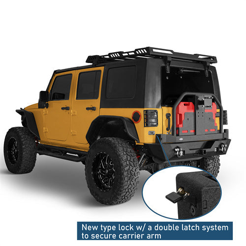 Rear Bumper w/Oil Drum Rack Bar & Spare Tire Frame(07-18 Jeep Wrangler JK)-LandShaker