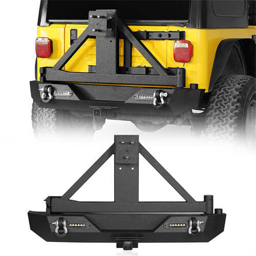 Explorer Rear Bumper w/Tire Carrier For 1987-2006 Jeep Wrangler YJ TJ-LandShaker
