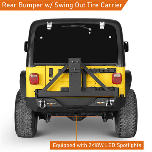 Explorer Rear Bumper w/Tire Carrier For 1987-2006 Jeep Wrangler YJ TJ-LandShaker