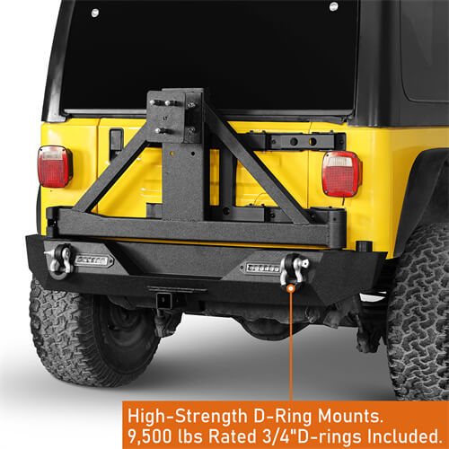 Explorer Rear Bumper w/Tire Carrier For 1987-2006 Jeep Wrangler YJ TJ-LandShaker