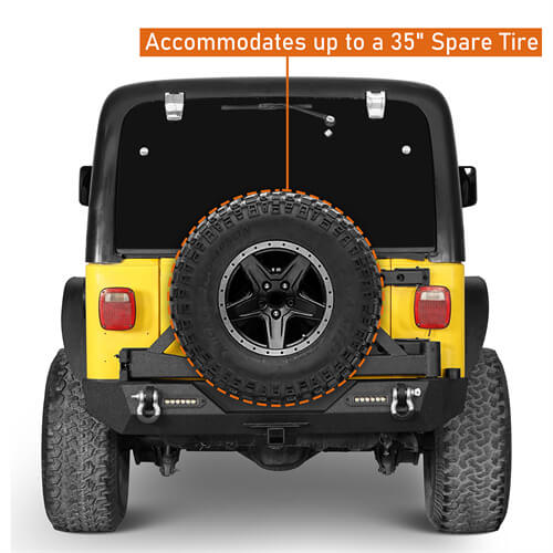 Explorer Rear Bumper w/Tire Carrier For 1987-2006 Jeep Wrangler YJ TJ-LandShaker