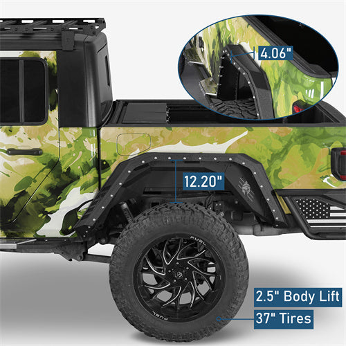 Armour Style Rear Fender Flares For 2020-2025 Jeep Gladiator JT - Ultralisk4x4