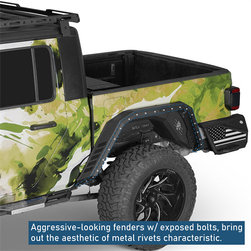 Armour Style Rear Fender Flares For 2020-2025 Jeep Gladiator JT - Ultralisk4x4