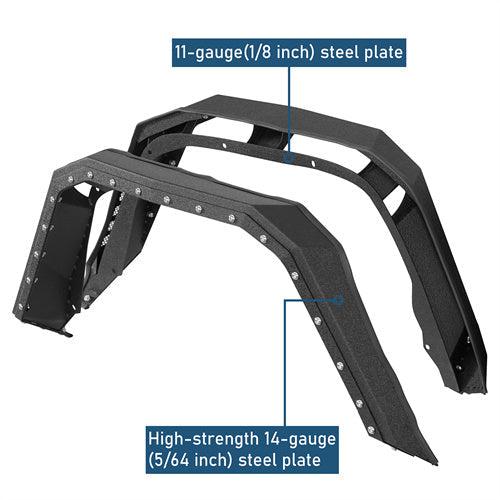Armour Style Rear Fender Flares For 2020-2025 Jeep Gladiator JT - Ultralisk4x4