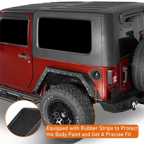 Bulwark Rear Fender Flares For 2007-2018 Jeep Wrangler JK 2-Door - LandShaker