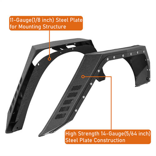 Bulwark Rear Fender Flares For 2007-2018 Jeep Wrangler JK 2-Door - LandShaker