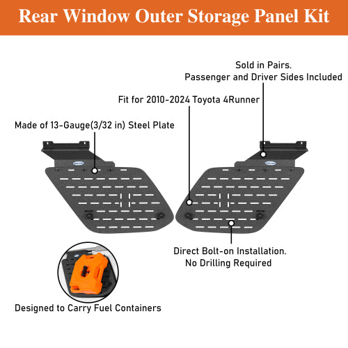 Rear Window Exterior Storage Panel Molle Panel Kit For 2010-2024 Toyota 4Runner(Excluding 19+TRD Pro) - LandShaker