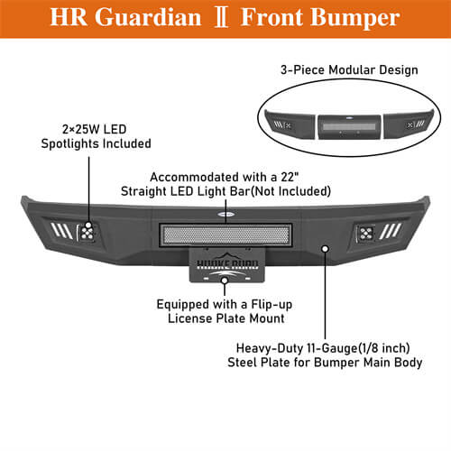 Road Trip Front Bumper w/ LED spotlights included For 1988-1998 Chevy C/K 1500 2500 3500 - LandShaker
