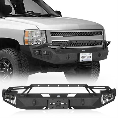 Road Trip Front Bumper w/ LED Spotlights For 2007-2013 Chevy Silverado 1500 2nd Generation - LandShaker
