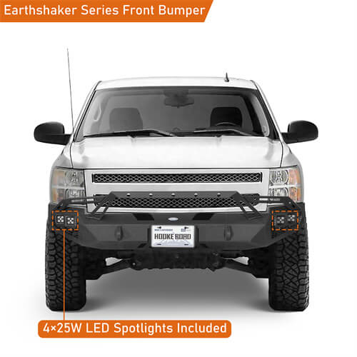 Road Trip Front Bumper w/ LED Spotlights For 2007-2013 Chevy Silverado 1500 2nd Generation - LandShaker