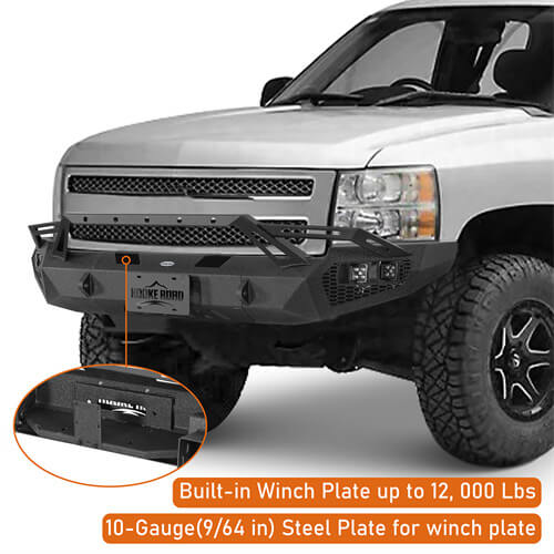 Road Trip Front Bumper w/ LED Spotlights For 2007-2013 Chevy Silverado 1500 2nd Generation - LandShaker