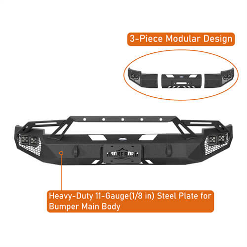 Road Trip Front Bumper w/ LED Spotlights For 2007-2013 Chevy Silverado 1500 2nd Generation - LandShaker
