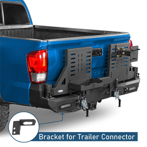 Road Trip Rear Bumper w/ Dual Swing Arms & Tire Carrier & 5.3-Gallon Jerry Can Holder For 2016-2023 Toyota Tacoma - Landshaker4x4