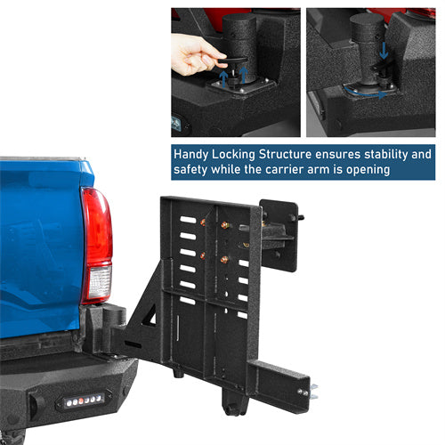 Road Trip Rear Bumper w/ Dual Swing Arms & Tire Carrier & 5.3-Gallon Jerry Can Holder For 2016-2023 Toyota Tacoma - Landshaker4x4