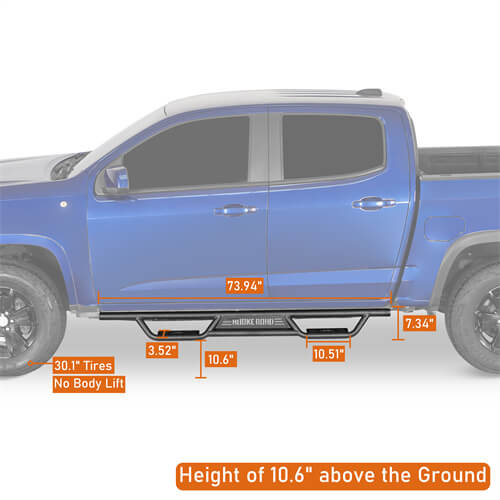Road Trip Nerf Side Step Bars For 2015-2025 Chevy Colorado Crew Cab & GMC Canyon Crew Cab - LandShaker