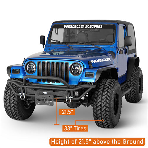 Road Trip Tubular Front Bumper w/ LED Spotlights For 1997-2006 Jeep Wrangler TJ - LandShaker4x4