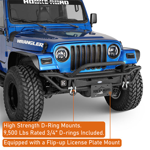 Road Trip Tubular Front Bumper w/ LED Spotlights For 1997-2006 Jeep Wrangler TJ - LandShaker4x4