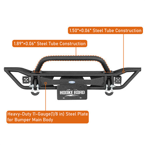 Road Trip Tubular Front Bumper w/ LED Spotlights For 1997-2006 Jeep Wrangler TJ - LandShaker4x4