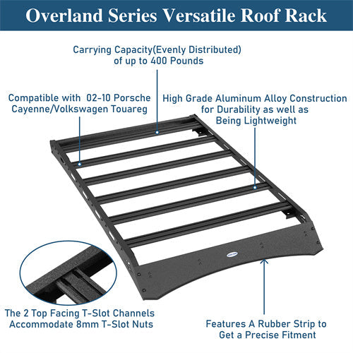 Road Trip Versatile Roof Rack For 2003-2010 Porsche Cayenne Volkswagen Touareg - LandShaker4x4