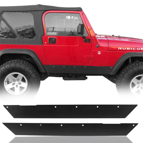 Textured Steel Rock Slider Rock Guard Body Armor Fit(97-06 Jeep Wrangler TJ,Excluding Unlimited LJ)-LandShaker