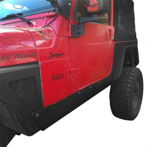 Textured Steel Rock Slider Rock Guard Body Armor Fit(97-06 Jeep Wrangler TJ,Excluding Unlimited LJ)-LandShaker