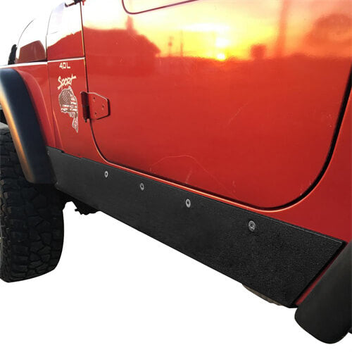 Textured Steel Rock Slider Rock Guard Body Armor Fit(97-06 Jeep Wrangler TJ,Excluding Unlimited LJ)-LandShaker