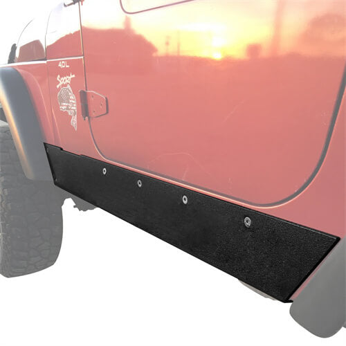 Textured Steel Rock Slider Rock Guard Body Armor Fit(97-06 Jeep Wrangler TJ,Excluding Unlimited LJ)-LandShaker