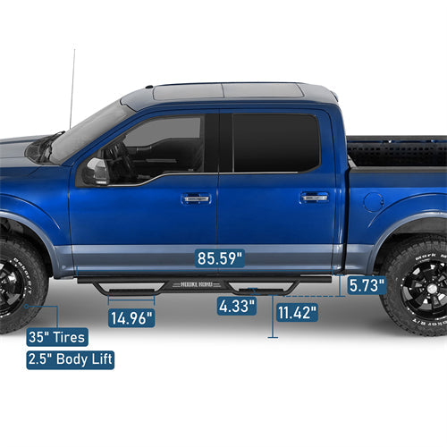 Nerf Side Step Bars For 2015-2024 Ford F-150 SuperCrew / 2017-2024 F-250 F-350 Crew Cab - Landshaker4x4