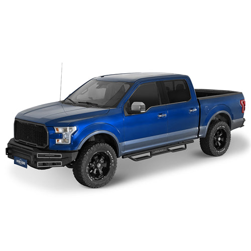 Nerf Side Step Bars For 2015-2024 Ford F-150 SuperCrew / 2017-2024 F-250 F-350 Crew Cab - Landshaker4x4