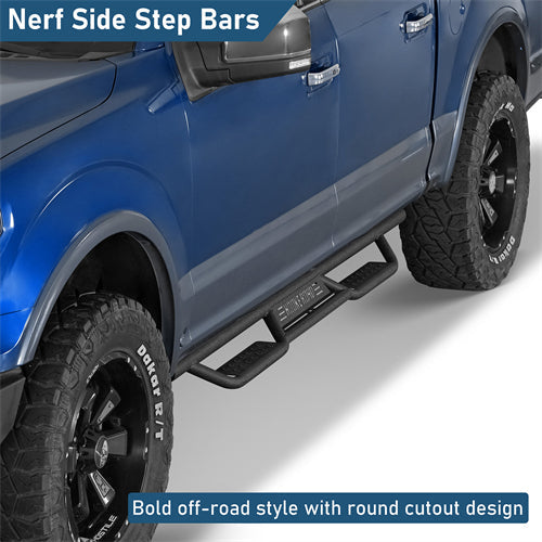Nerf Side Step Bars For 2015-2024 Ford F-150 SuperCrew / 2017-2024 F-250 F-350 Crew Cab - Landshaker4x4
