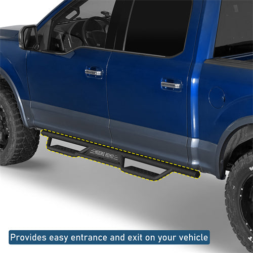 Nerf Side Step Bars For 2015-2024 Ford F-150 SuperCrew / 2017-2024 F-250 F-350 Crew Cab - Landshaker4x4