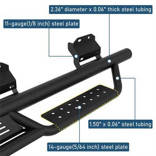 Nerf Side Step Bars For 2015-2024 Ford F-150 SuperCrew / 2017-2024 F-250 F-350 Crew Cab - Landshaker4x4