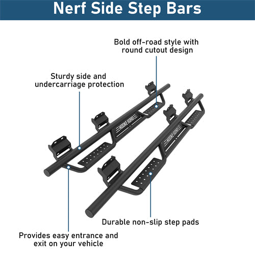Nerf Side Step Bars For 2015-2024 Ford F-150 SuperCrew / 2017-2024 F-250 F-350 Crew Cab - Landshaker4x4